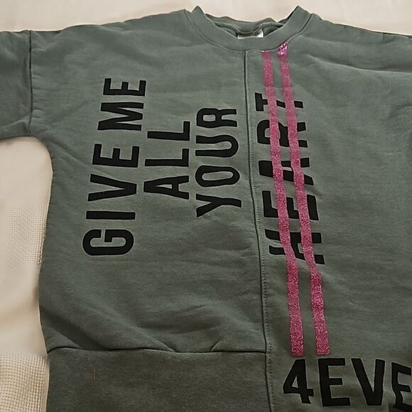 Spark Girl's Asymmetric Hem Long Sleeves Sweater Green/ Pink Size 8 - Picture 11 of 16